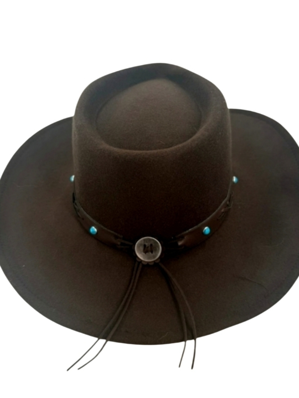 NEW! FRYE Brown Felt Textured Women's Western Hat with Decorative Band.